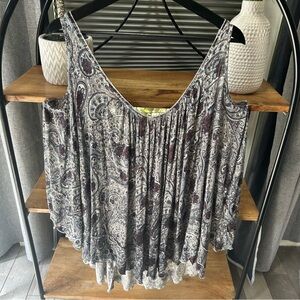 Free People Bohemian Blue Lagenlook Top with a Cold Shoulder Women’s Large.